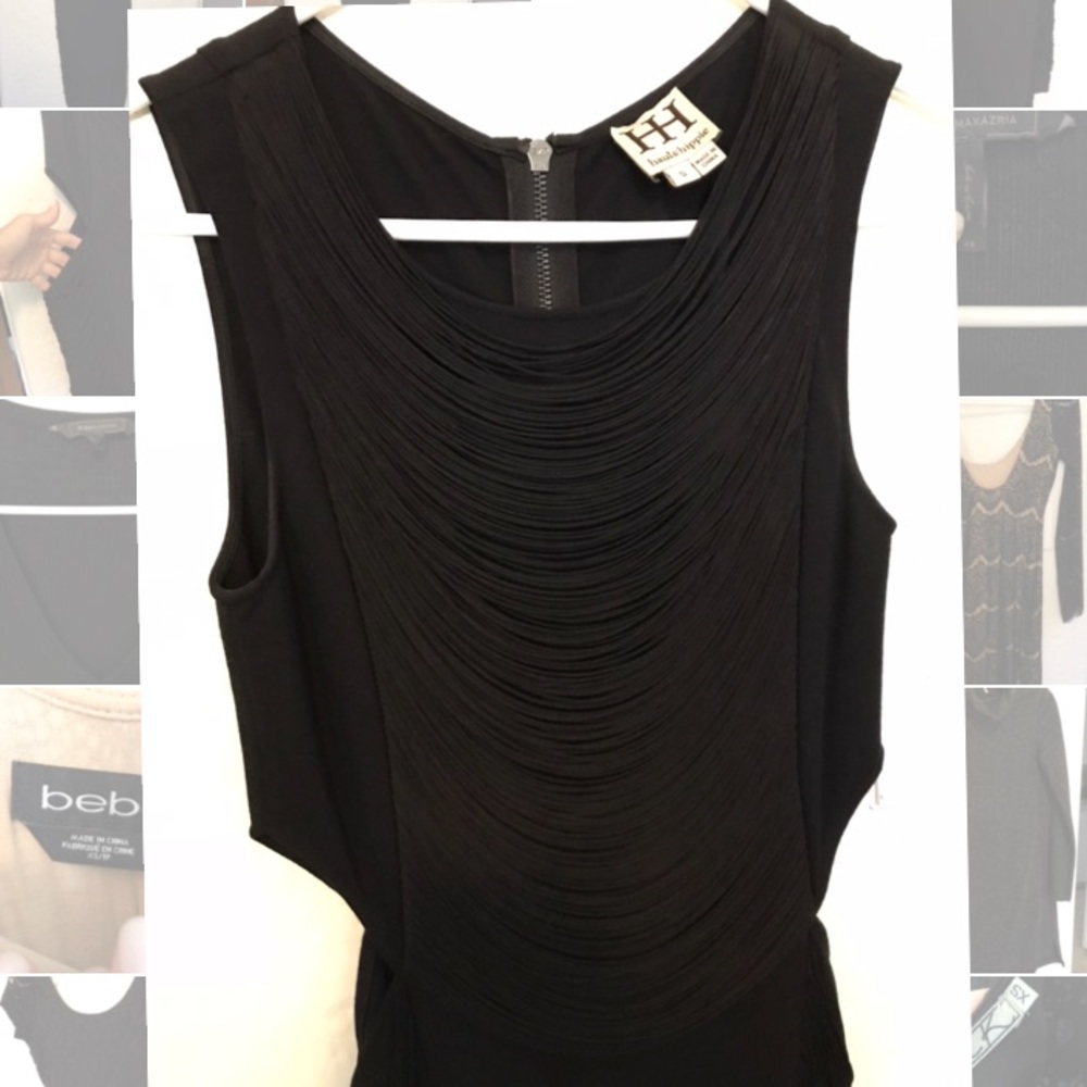 Haute Hippie dress w/fringe & cut-out sides